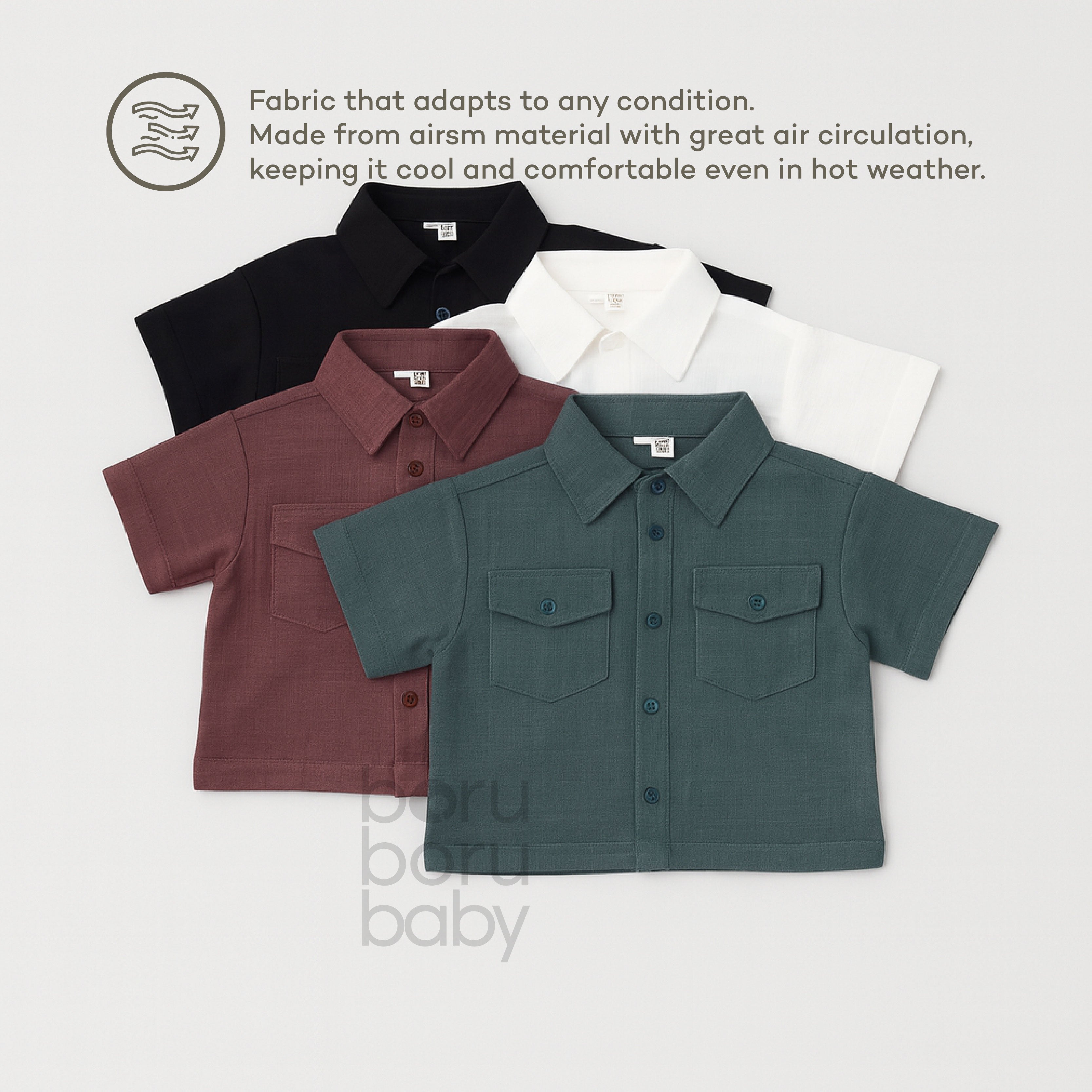 Boxy Linen Work Shirt - Kemeja boxy bayi & anak - Kemeja oversize