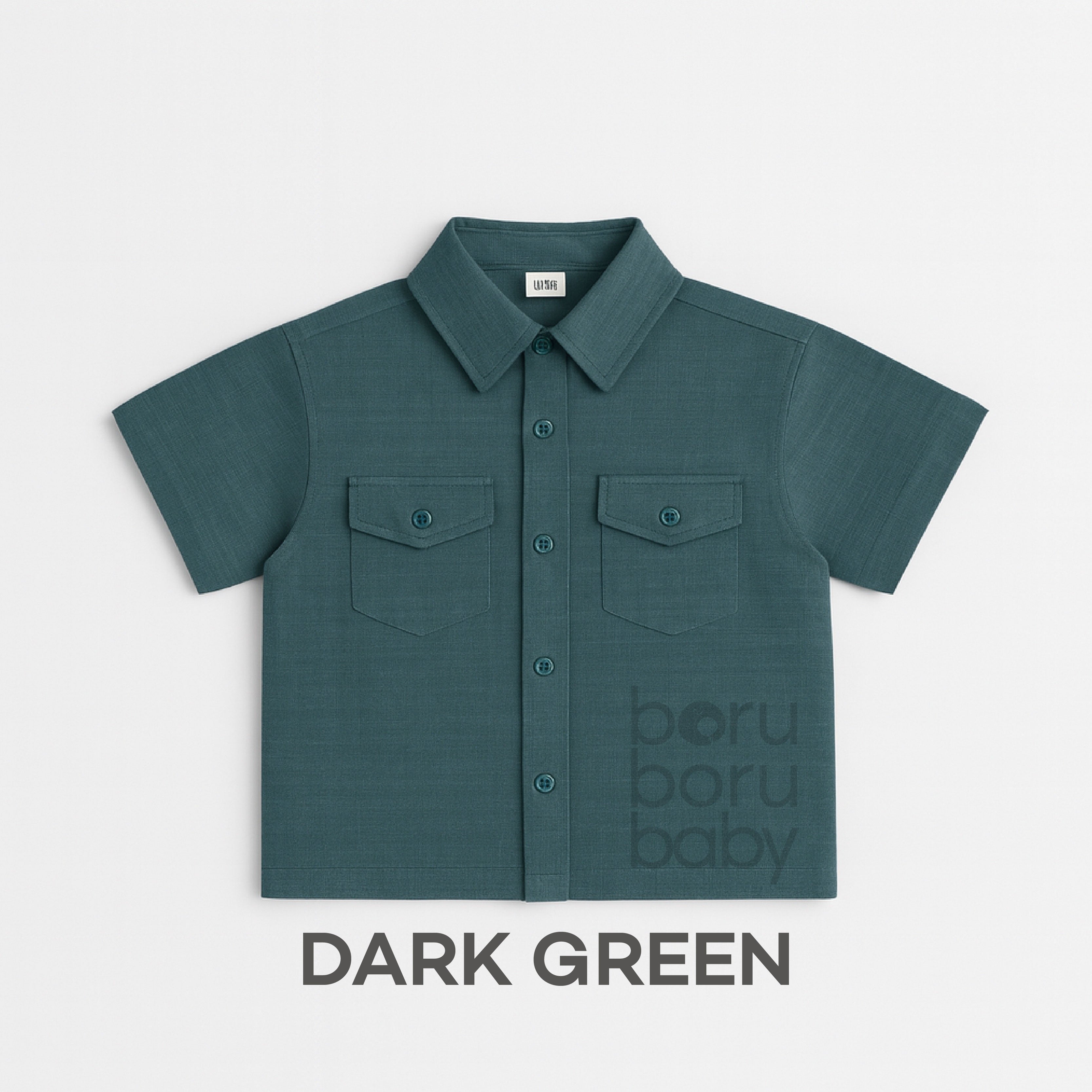 Boxy Linen Work Shirt - Kemeja boxy bayi & anak - Kemeja oversize