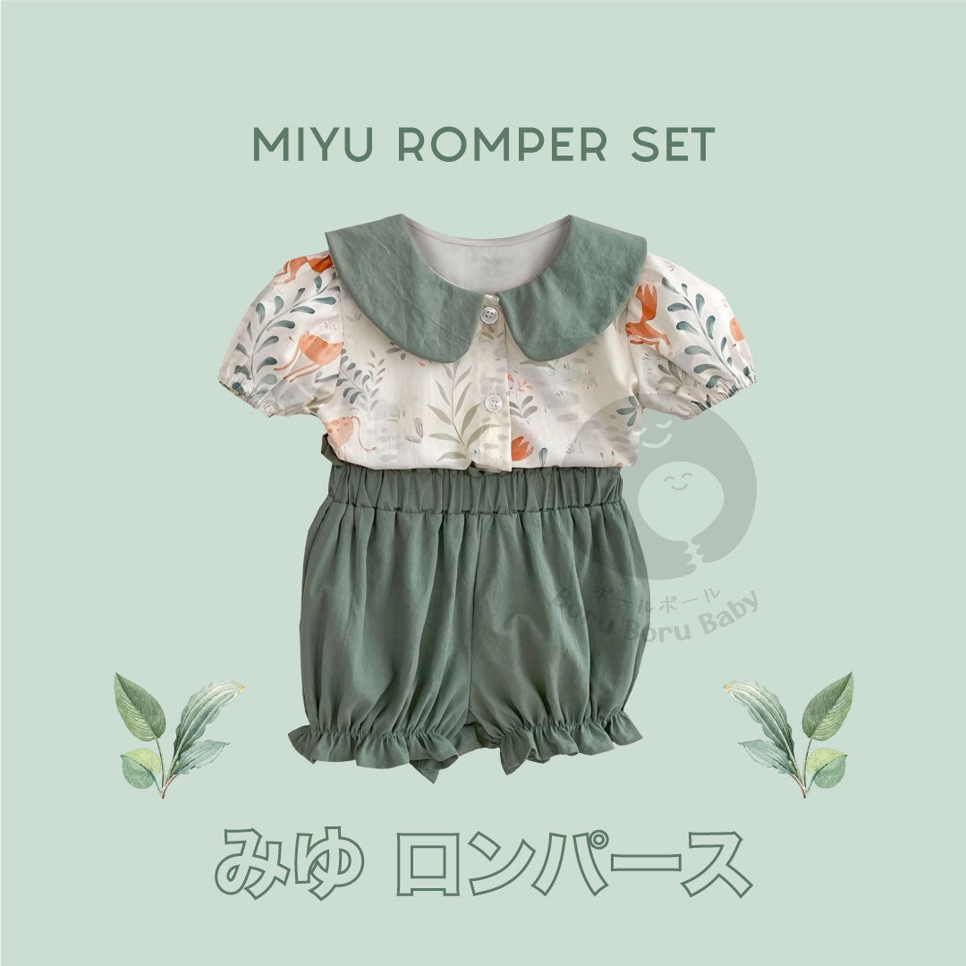 Miyu Baby Girl Romper Set - Baju Bayi motif set dengan celana - Outfit baby lengkap