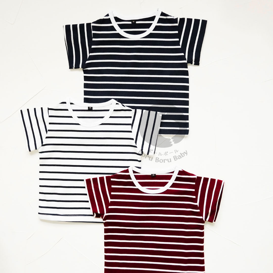 Baby Strip Shirt - Kaos Tangan Pendek Polos Stripe Bayi - Tshirt Short Sleeve Pattern Garis Mix Match