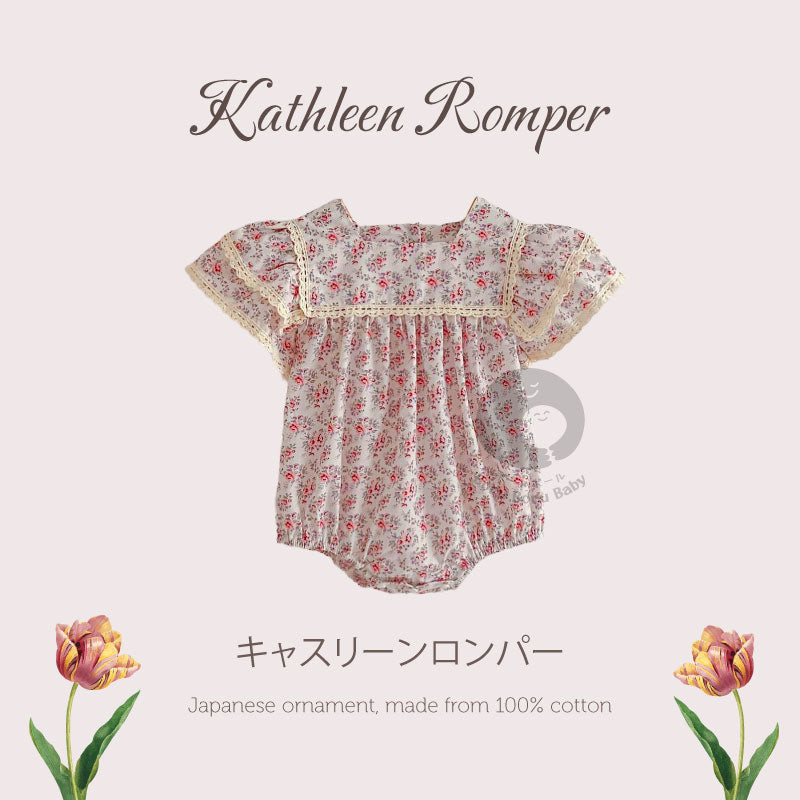 Kathleen Baby Girl Romper - Baju Bayi Japanese Style - Dress Anak Pink Coral