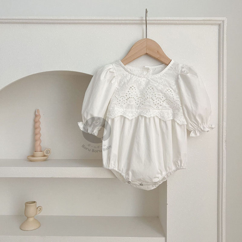 Lecarra Baby Girl White Romper - Baju Putih Bayi Baptis atau Aqiqah