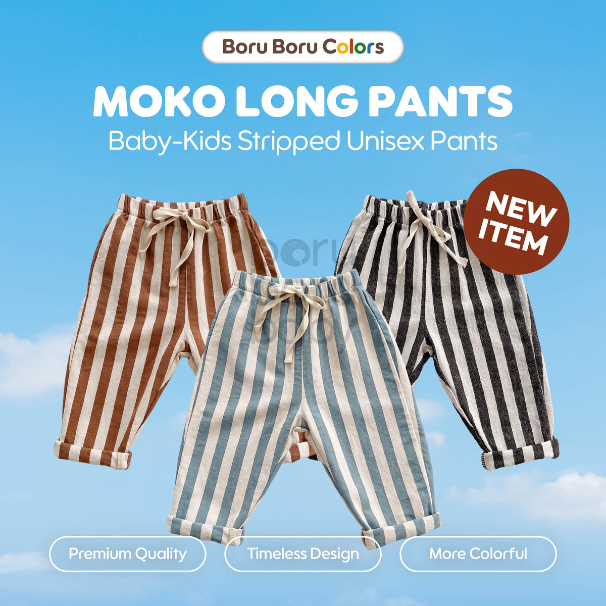 Moko Long Kids Pants - Celana Panjang Anak Stripe - Celana Tropis Anak