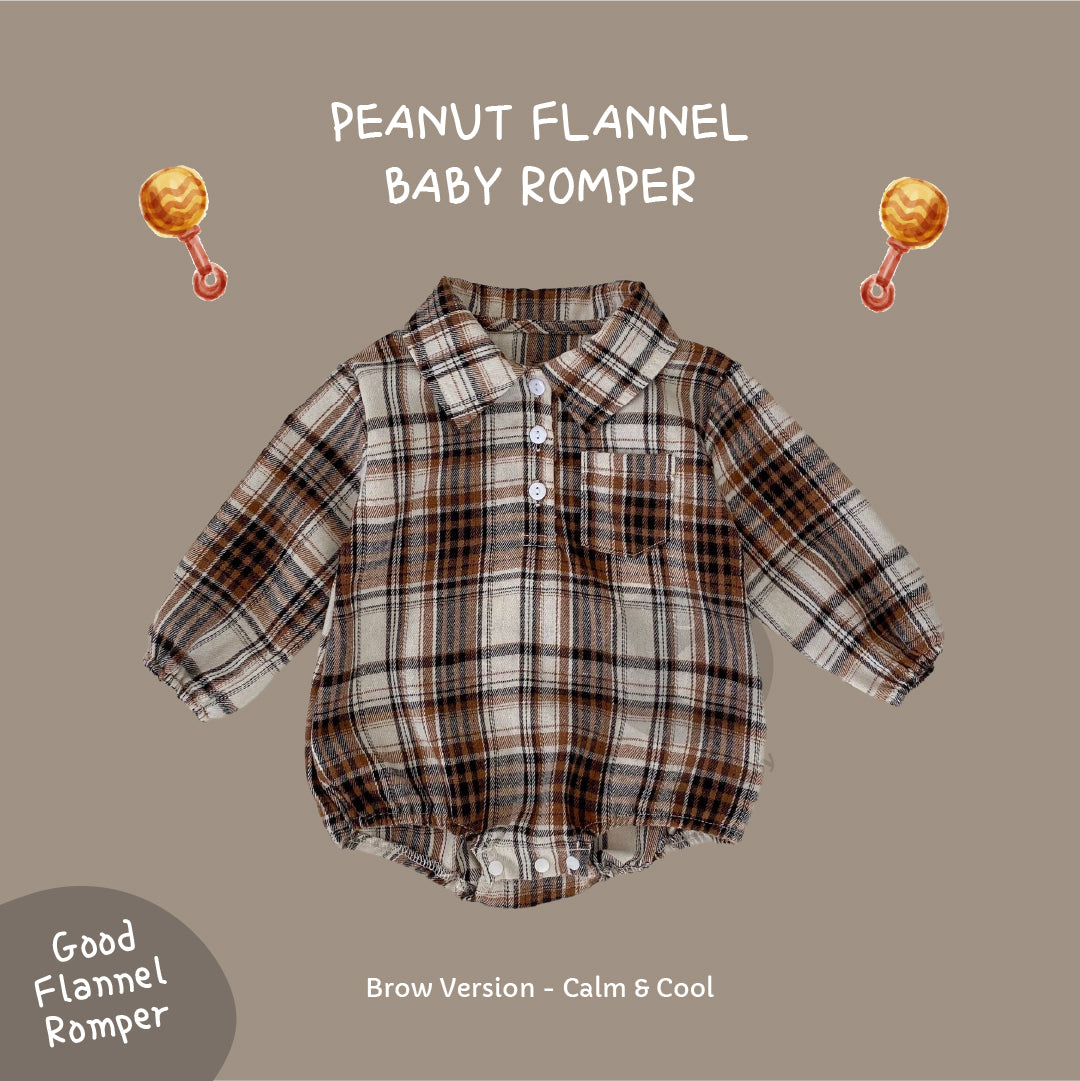 Peanut Flannel Romper - Kemeja Bayi - Baju Anak Basic Pattern Kotak