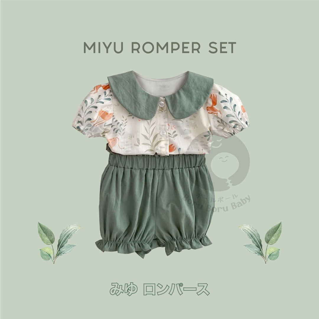 Miyu Baby Girl Romper Set - Baju Bayi motif set dengan celana - Outfit baby lengkap