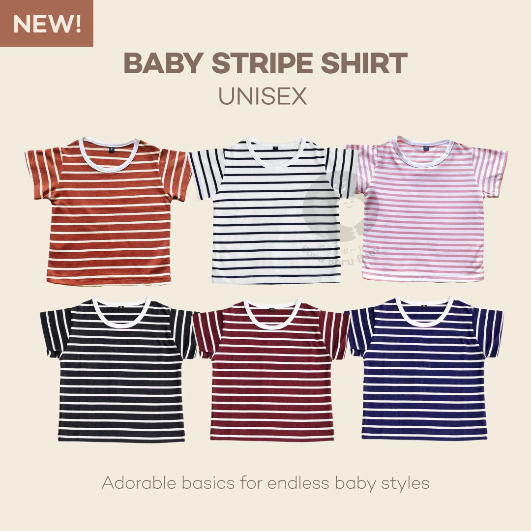 Baby Strip Shirt - Kaos Tangan Pendek Polos Stripe Bayi - Tshirt Short Sleeve Pattern Garis Mix Match