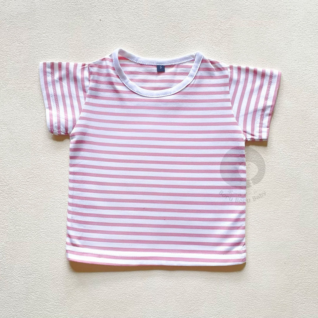 Baby Strip Shirt - Kaos Tangan Pendek Polos Stripe Bayi - Tshirt Short Sleeve Pattern Garis Mix Match