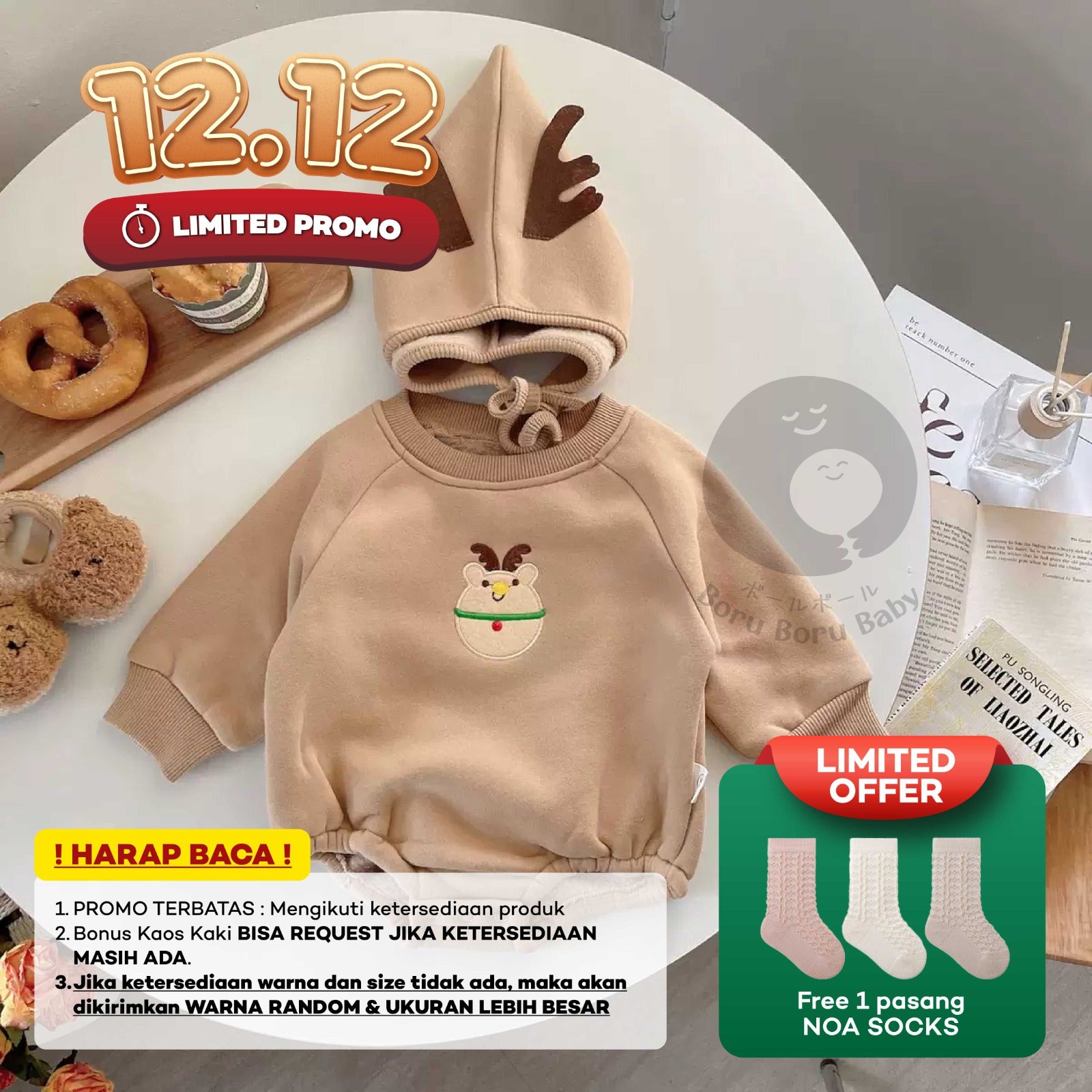 Baju bayi natal - Rudolf Sweater - kostum natal bayi