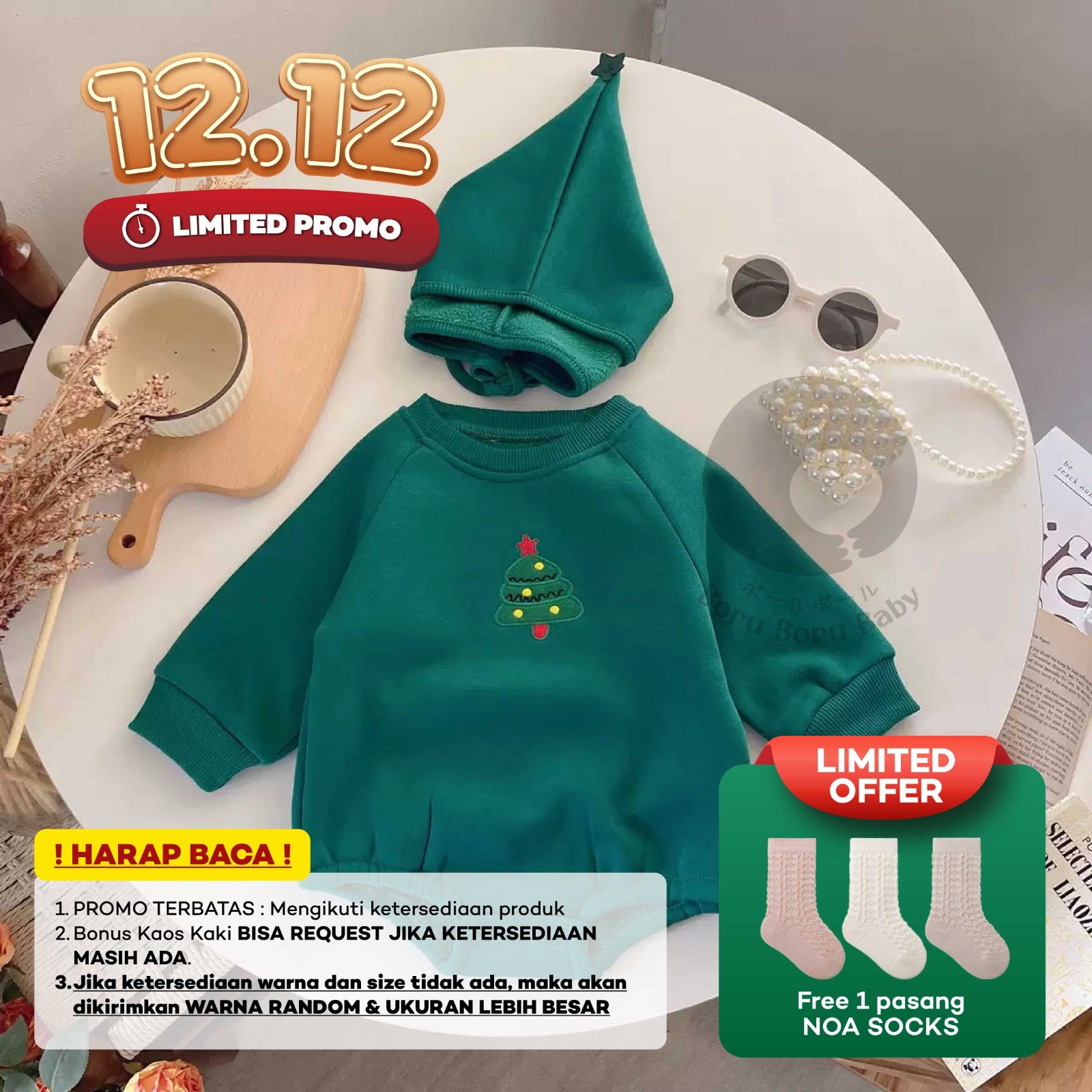 Baju bayi natal - Rudolf Sweater - kostum natal bayi