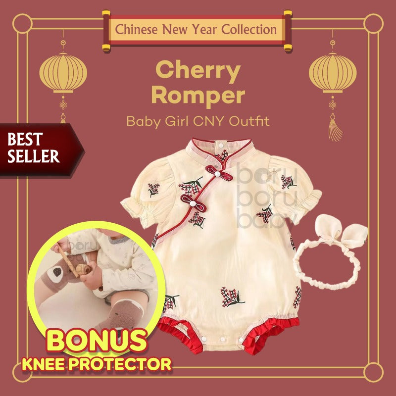 Baju bayi Imlek - Little Cherry Romper - Kimono Chinese New Year - Baju Sinchia