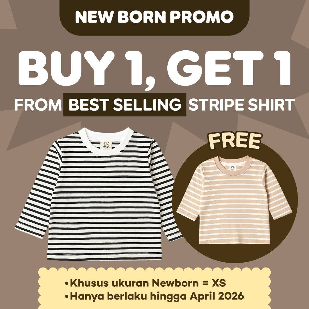 BUY 1 GET 1 NEW BORN Baby Stripe Shirt - Kaos Tangan Panjang Polos Stripe Bayi - Tshirt Long Sleeve Pattern Garis Mix Match