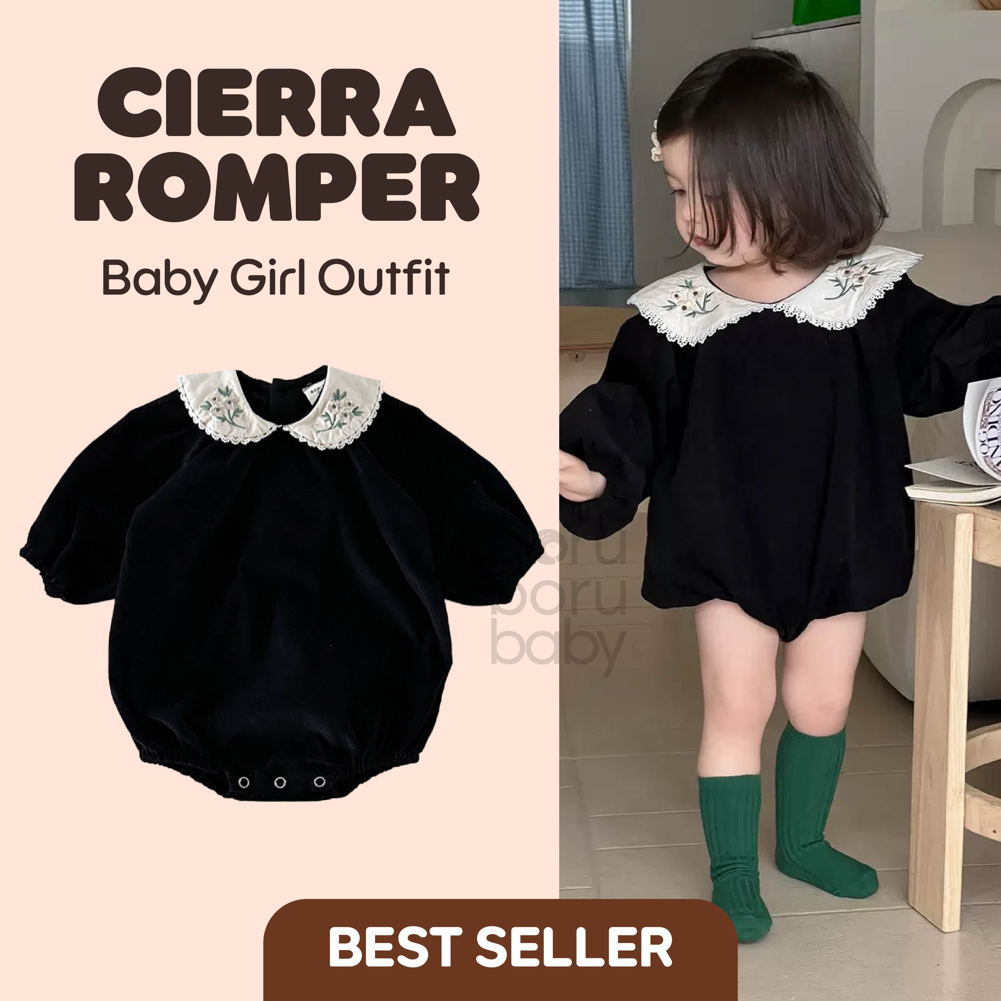 Black Cierra Baby Girl Romper - Baju Dress Bayi Hitam - Baju Anak Japan Style