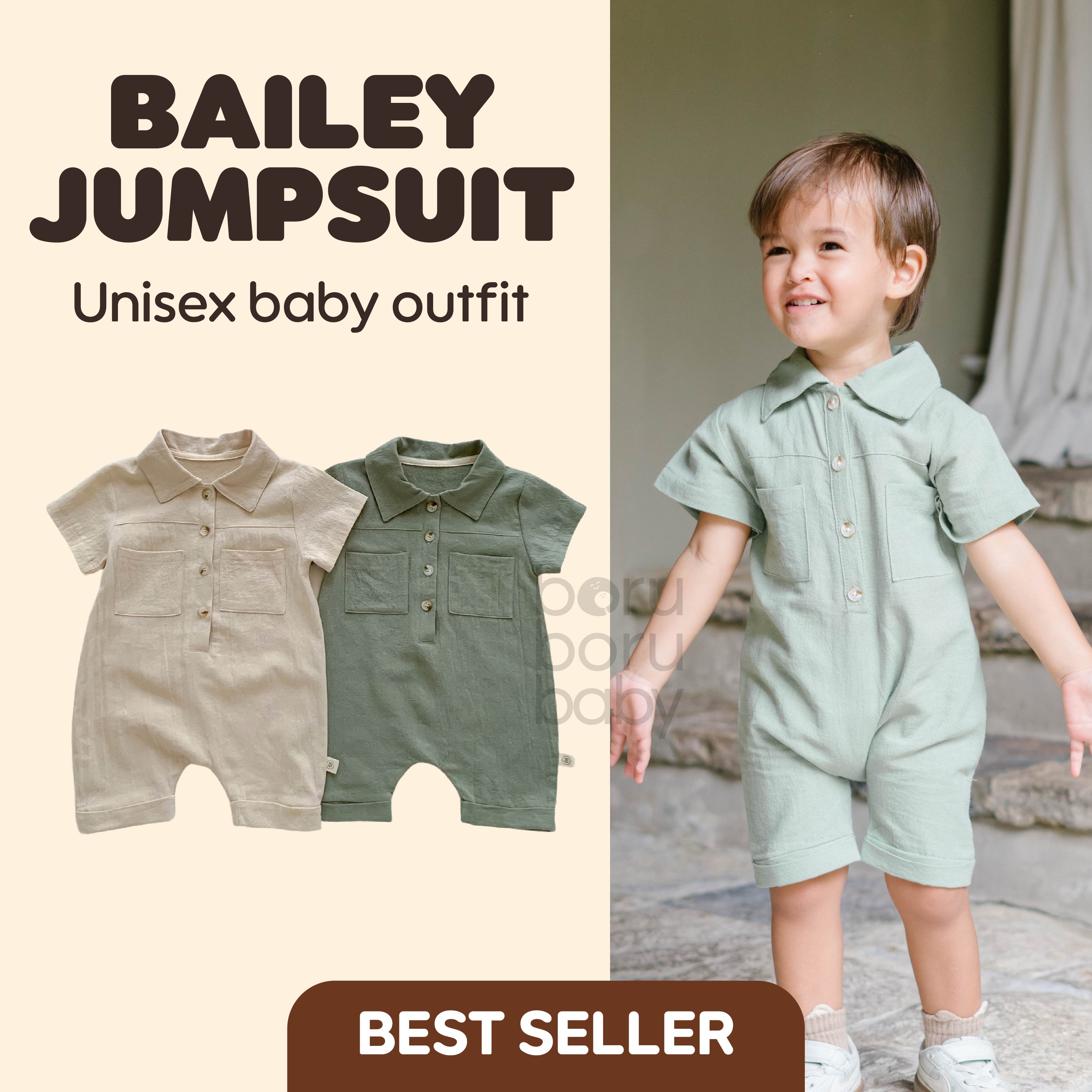 Kemaja Jumpsuit Baby Bailey UNISEX - Kemeja Terusan Bayi  - Kemeja Linen Bayi
