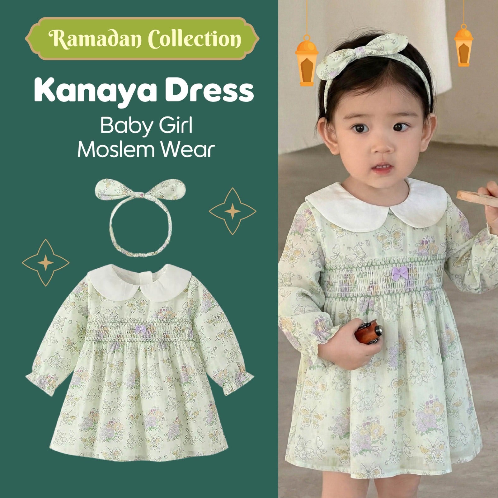 Baju Bayi Europe Style - Kanaya Dress - Baju Rok Bayi Tangan Panjang