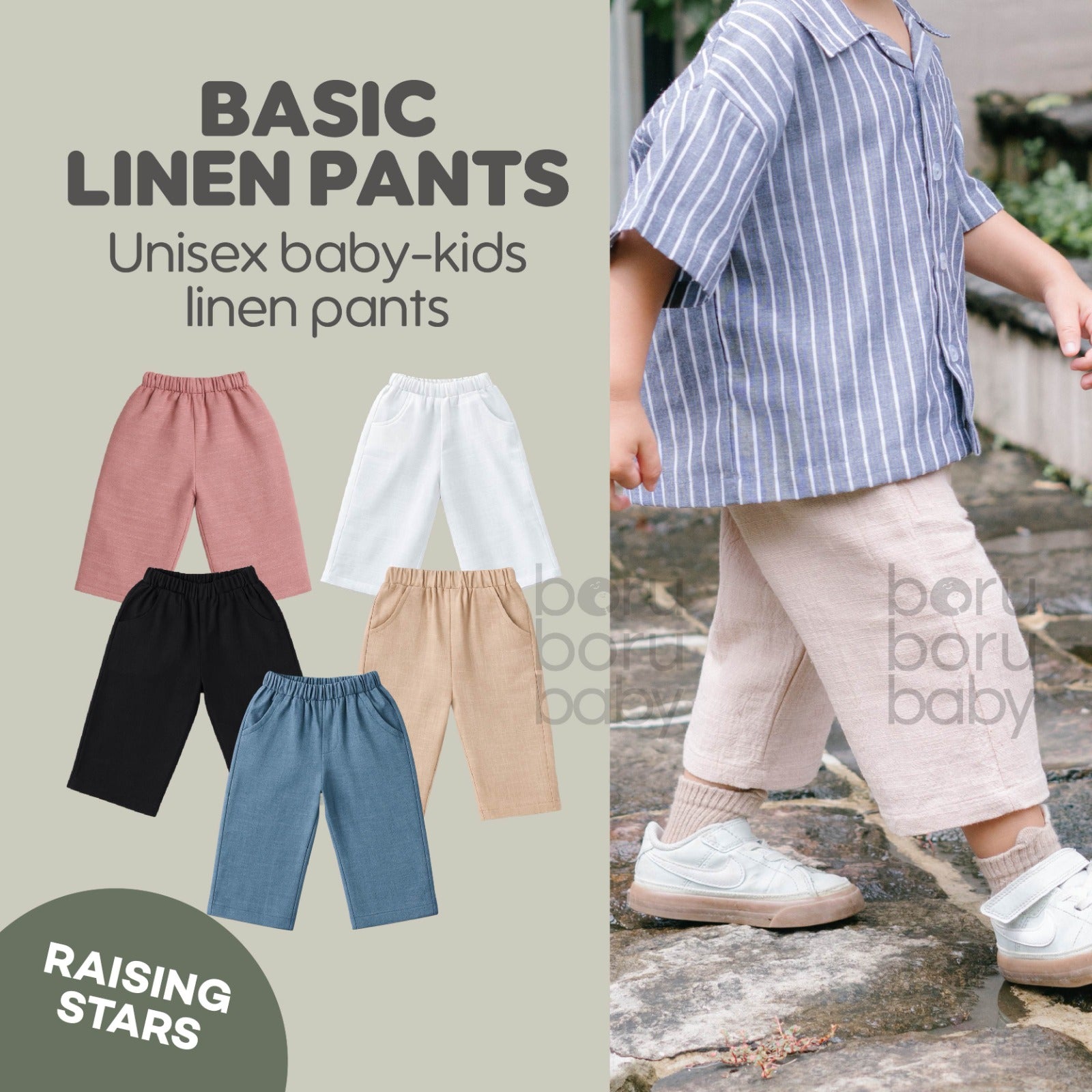 Basic Linen Long Pants - Celana panjang linen bayi & anak - Celana kulot unisex