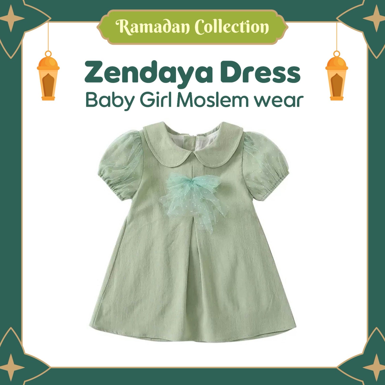 Baju bayi perempuan - Zendaya Lavender Dress Muslim - Baju Rok Bayi